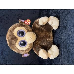Ty Beanie Baby Plush Monkey Coconut with Big Purple Eyes